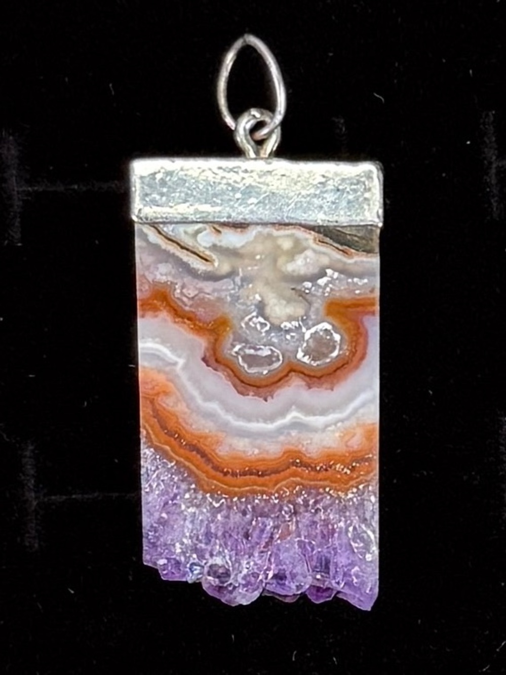 Beautiful vintage multicolored, purple gemstone pendant + free 16” cord necklace